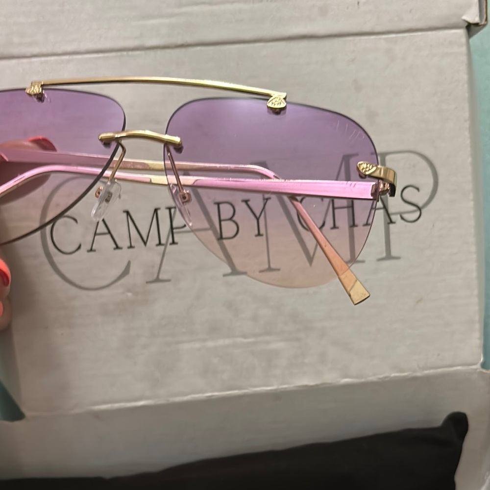 Pink and Gold Women's Sunglasses - Picture 2 of 3